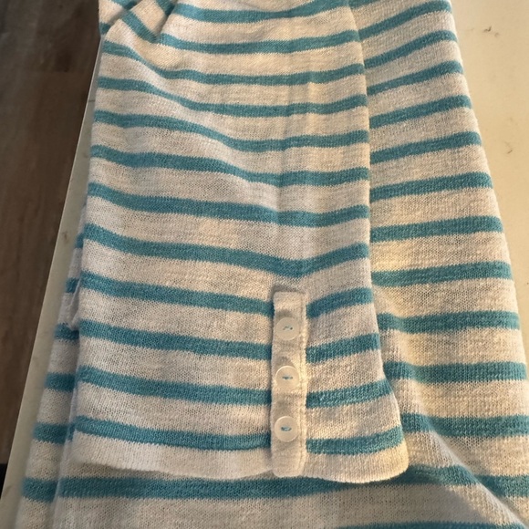 J. Jill Linen Blend Striped 3/4 Sleeve Boxy front pocket Tunic Size Large - Picture 10 of 10